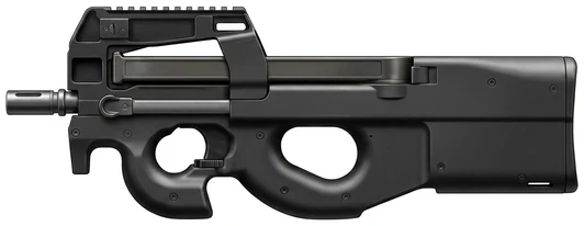 FN Herstal P90 submachine gun side profile drawing