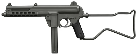 Walther Walther MPL / MPK submachine gun side profile drawing