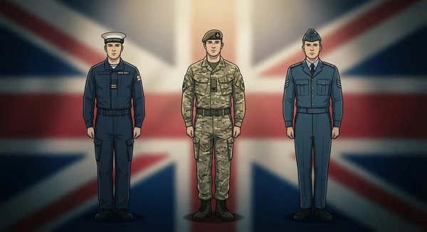 United Kingdom military personnel in dress uniforms