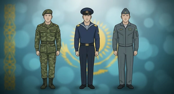 Kazakhstan military personnel in dress uniforms