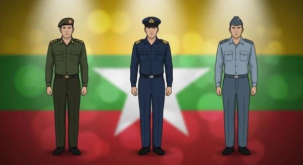 Myanmar military personnel in dress uniforms