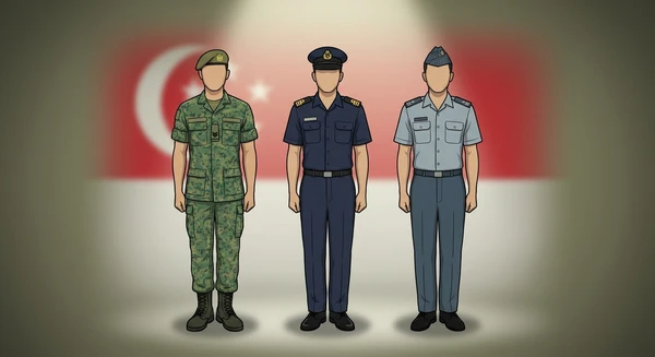 Singapore military personnel in dress uniforms