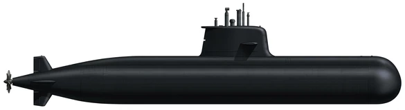 Collins submarine side profile drawing