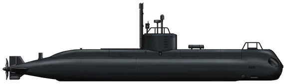 Ghadir submarine side profile drawing