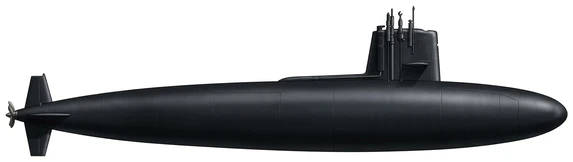 Skipjack-class submarine side profile silhouette