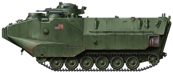 AAV-7A1 armored personnel carrier side profile drawing