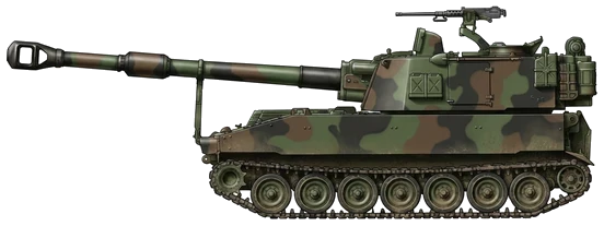 M109 Paladin self-propelled artillery side profile drawing