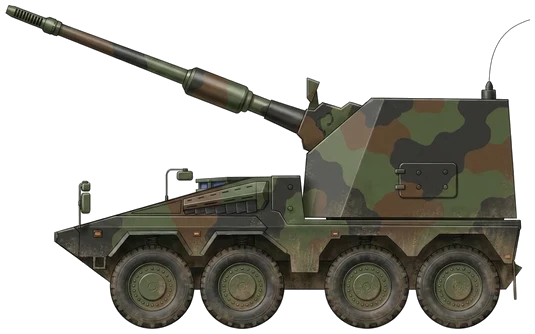RCH 155 self-propelled artillery side profile drawing