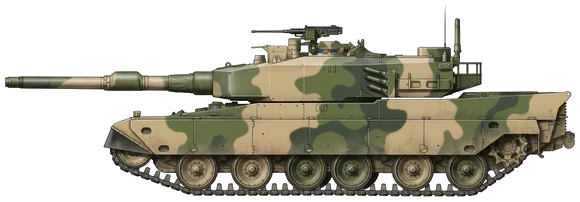 Norinco Type 90 main battle tank side profile drawing