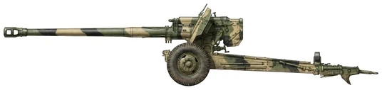D-74 towed artillery side profile drawing