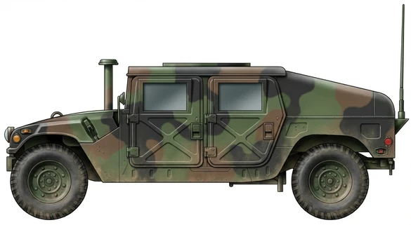 Profile drawing of AM General HMMWV (Humvee)