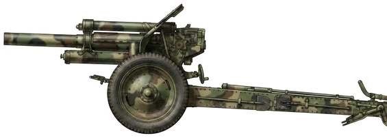 M-30 towed artillery side profile drawing