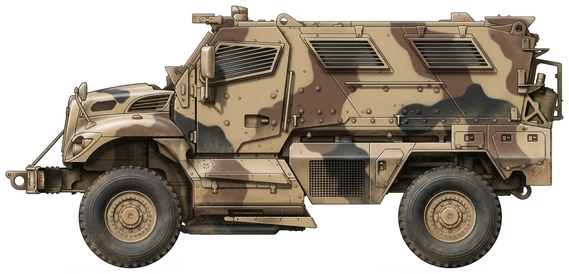 Profile drawing of Navistar Defense MaxxPro
