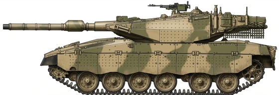 Profile drawing of Israeli Military Industries Merkava 3