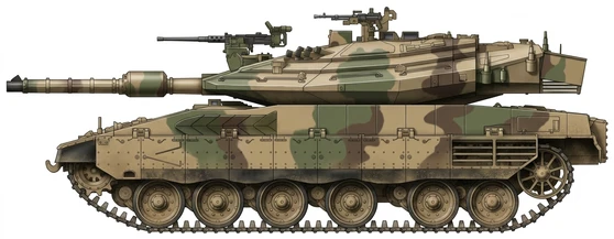 Profile drawing of Israeli Military Industries Merkava 4