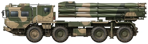 PHL-03 multiple launch rocket system side profile drawing