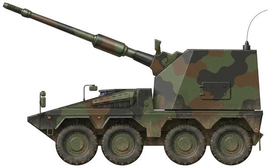 RCH 155 self-propelled artillery side profile drawing