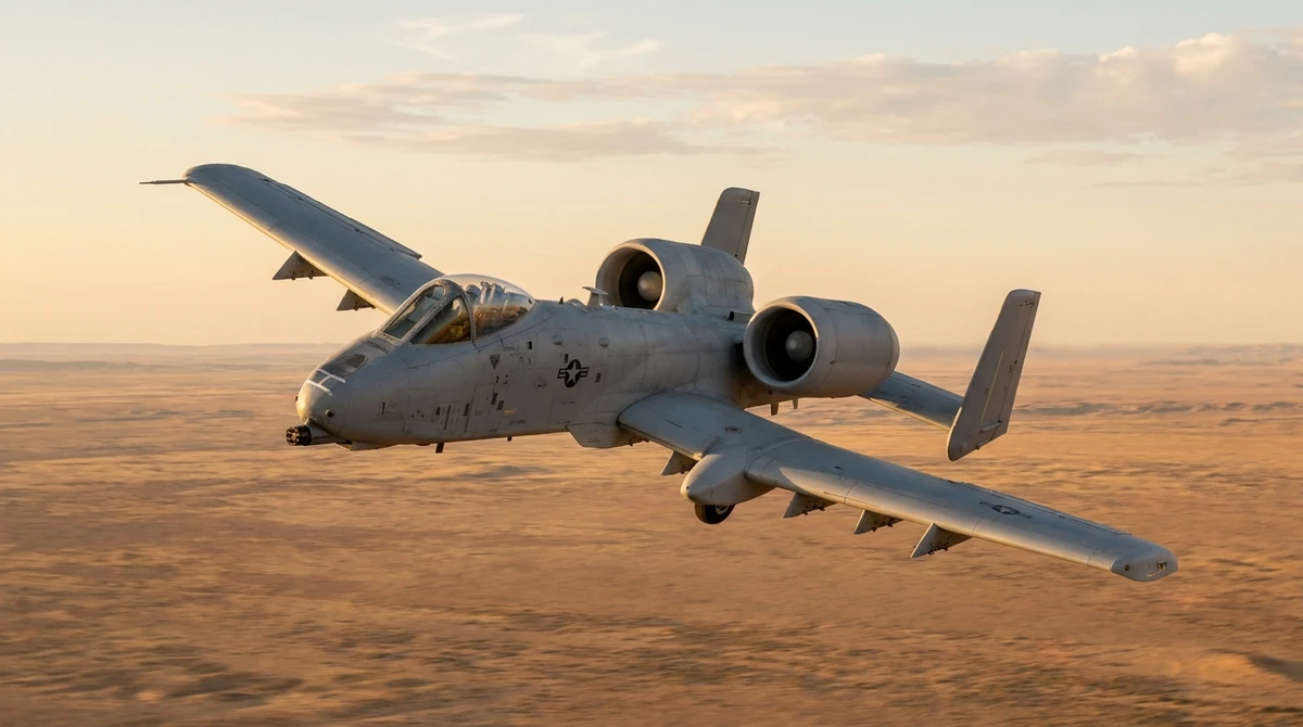 Illustration: A-10 Thunderbolt II attack aircraft in flight