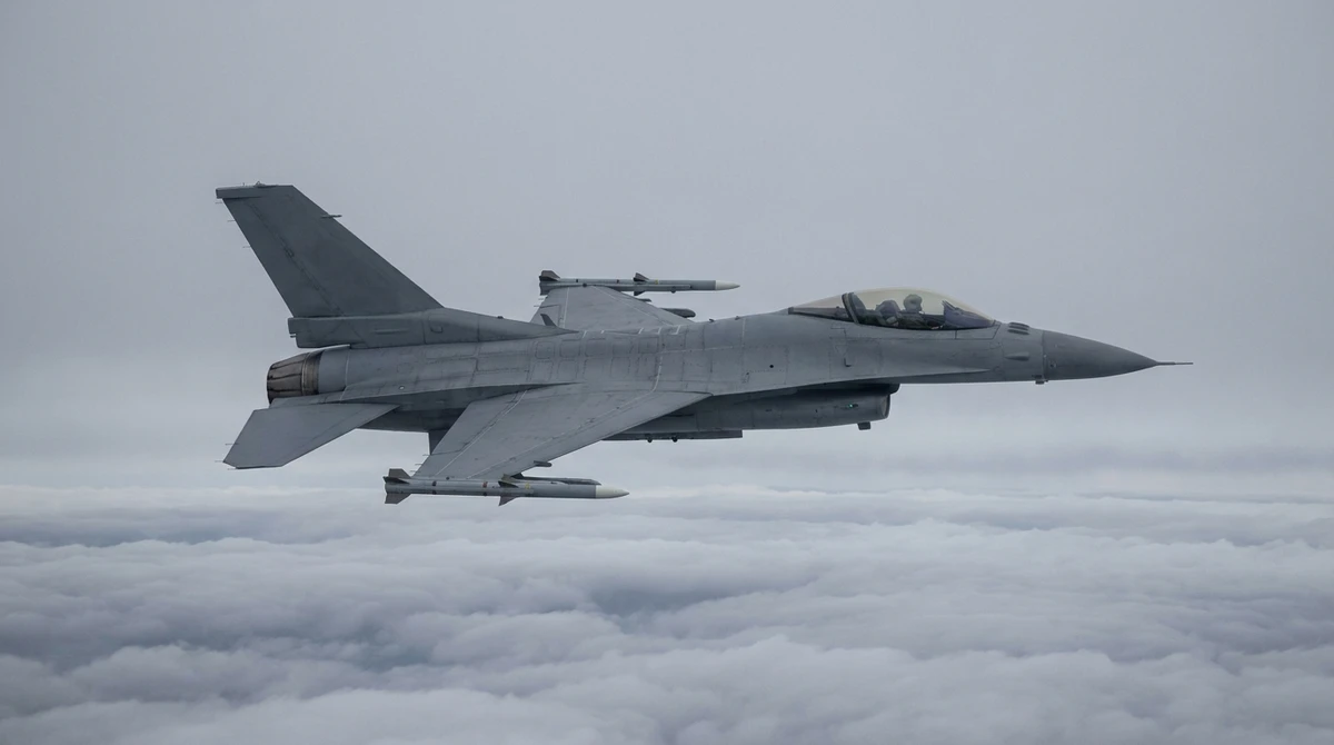 Illustration: F-16 Fighting Falcon multirole fighter in flight