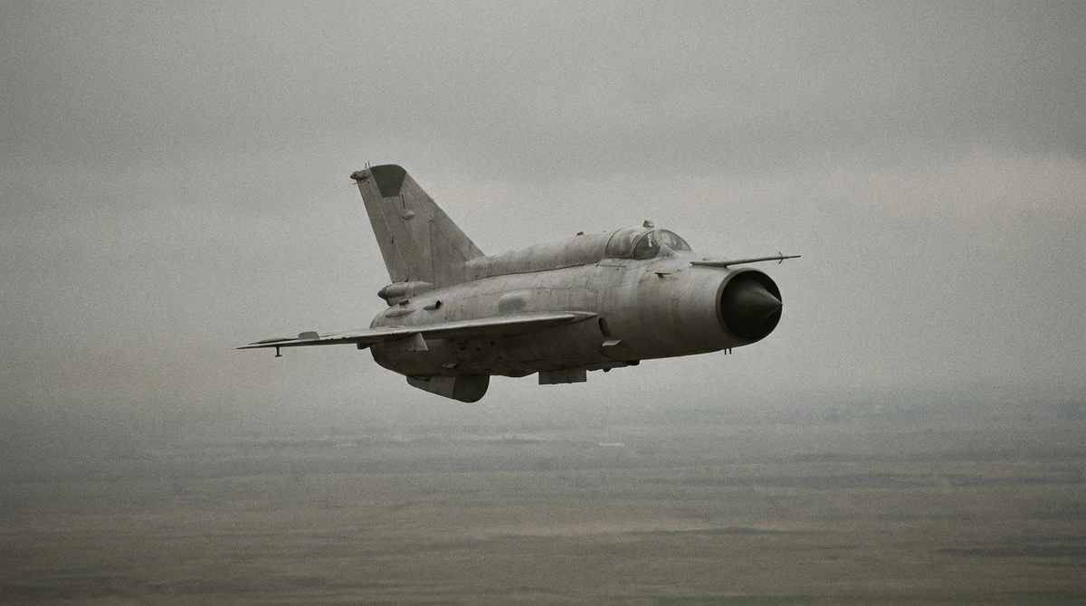 Illustration: MiG-21 Fishbed second-generation jet fighter in flight